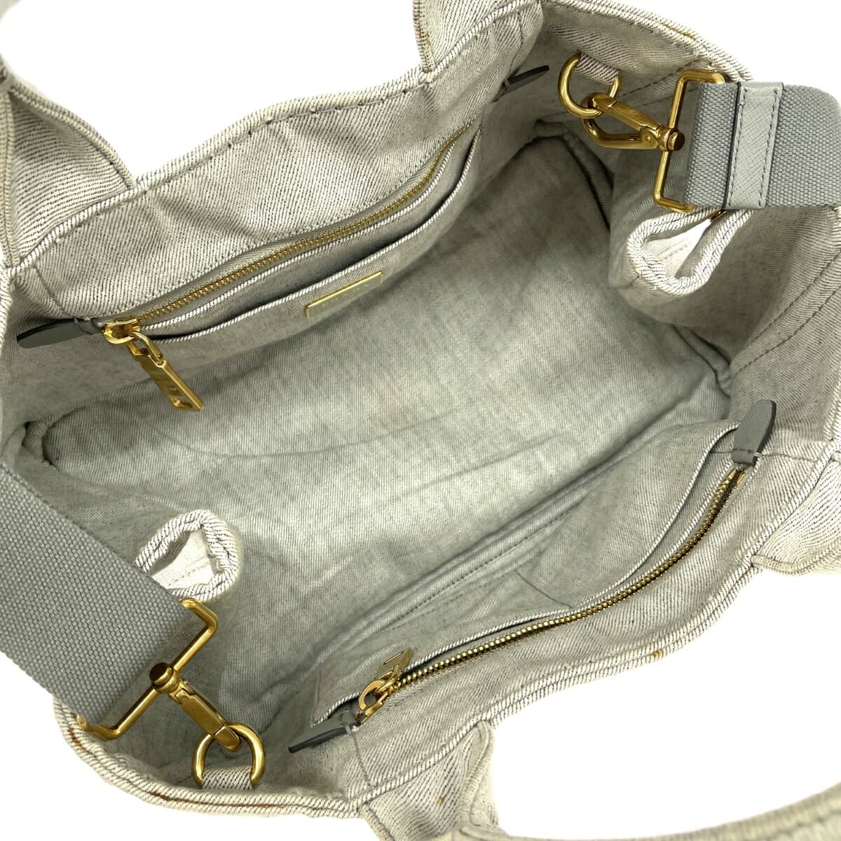 PRADA Canapa Tote Denim Gray Women's 6
