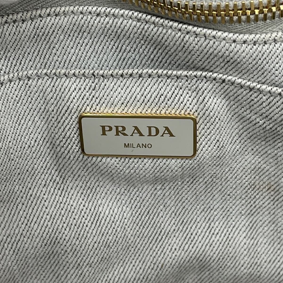 PRADA Canapa Tote Denim Gray Women's 7
