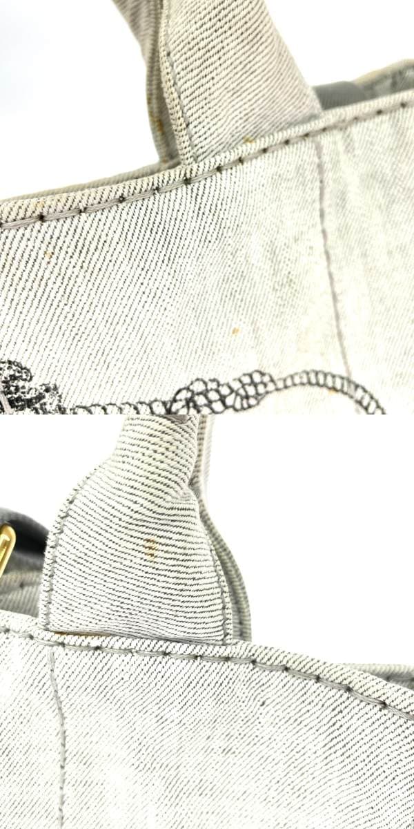 PRADA Canapa Tote Denim Gray Women's 8