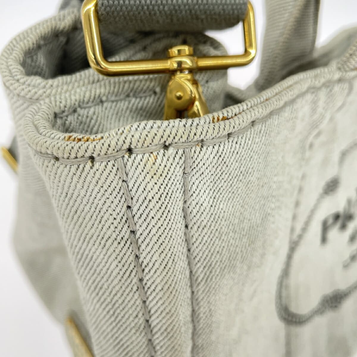 PRADA Canapa Tote Denim Gray Women's 9
