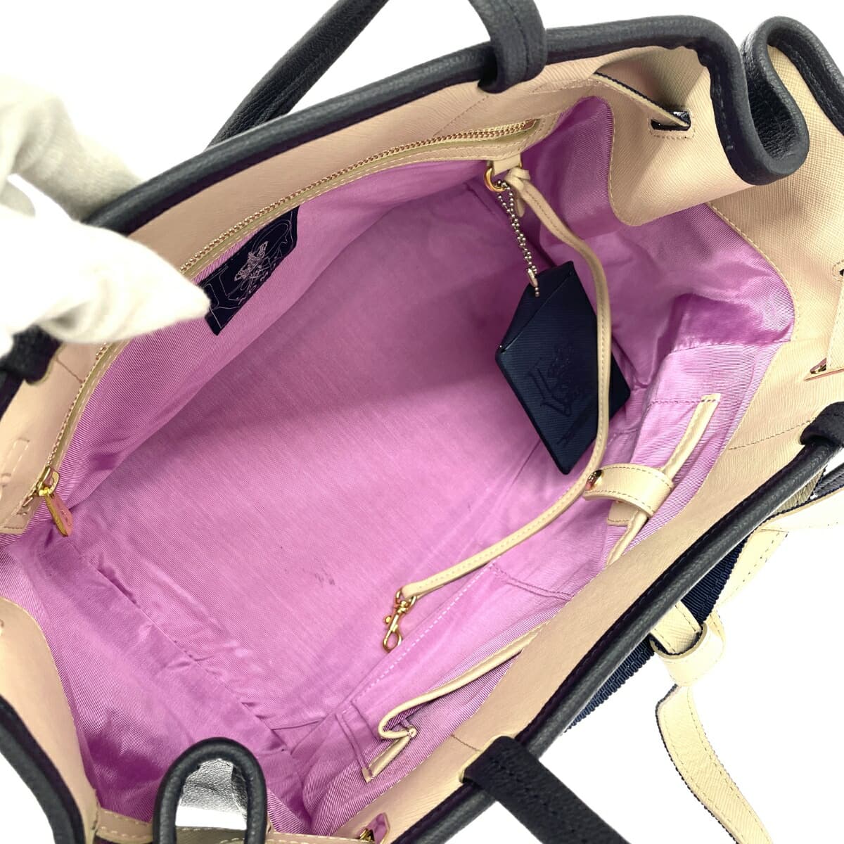 A.D.M.J (Accessoires De Mademoiselle) Accessoires De Mademoiselle Jap Tote Bag Leather Navy Women's 6