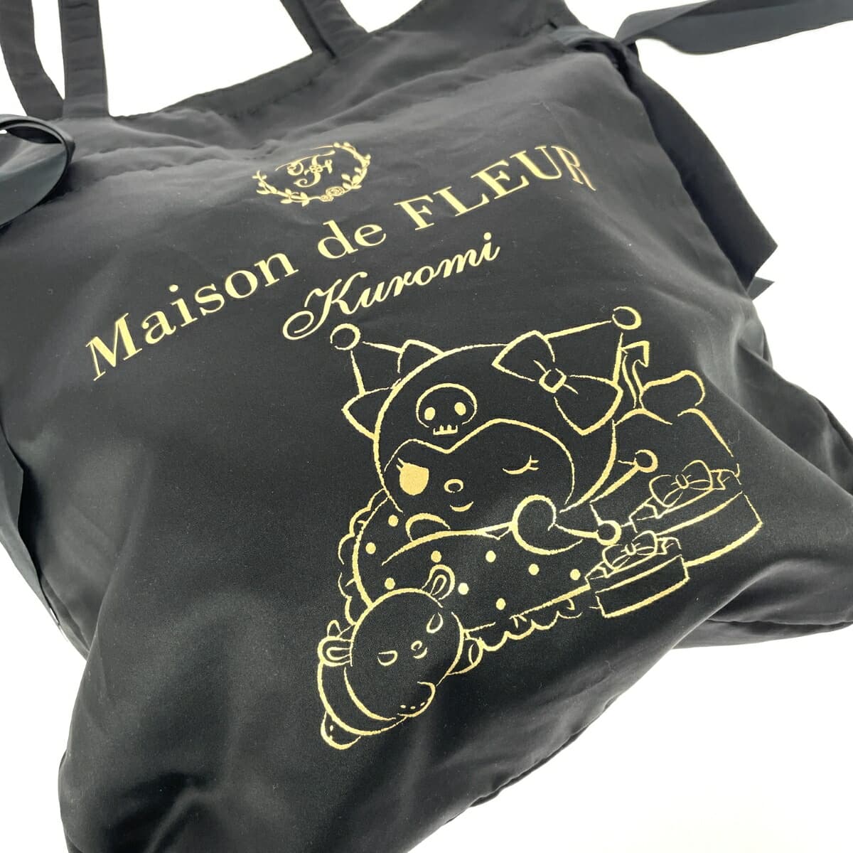 Maison de FLEUR Maison de FLEUR × Kuromi Drawstring Tote Bag Good Condition Nylon Black Women's 6