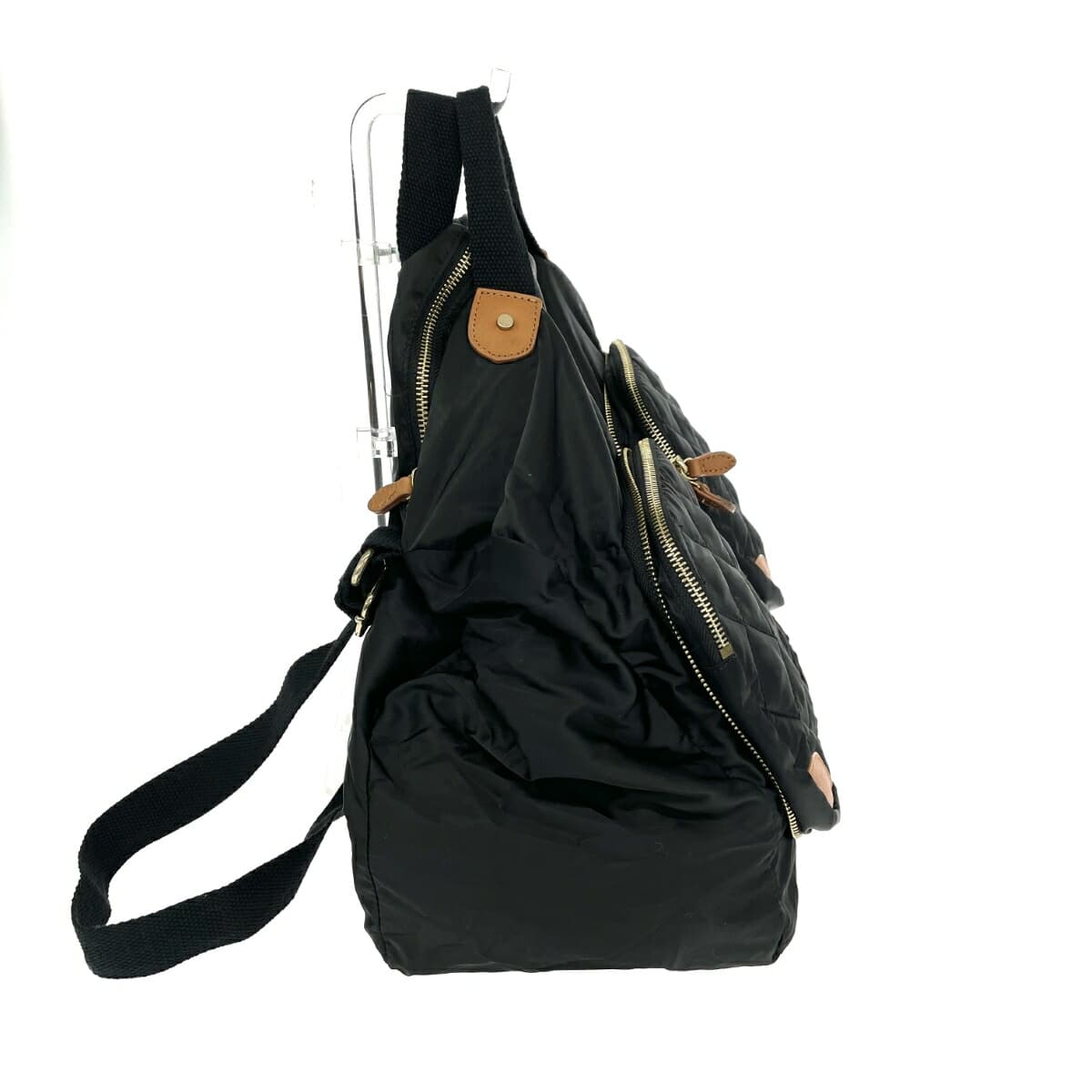 TOPKAPI Biscotti 2WAY Shoulder Bag, Foldable Quilted Parts, Nylon, Black, Ladies 2