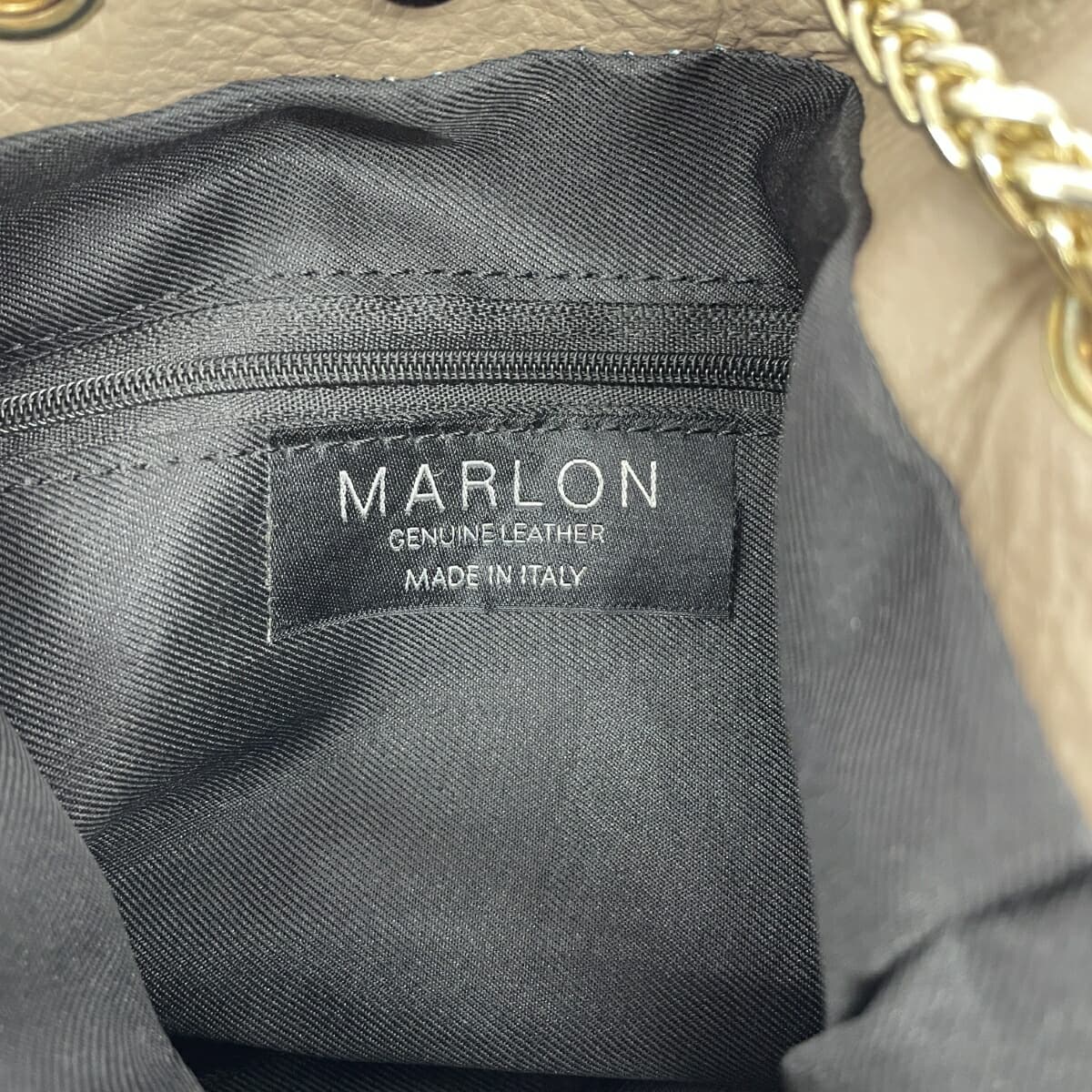 MARLON FIRENZE Marlon Firenze Chain Shoulder Bag Drawstring Studs Leather Beige Ladies 7