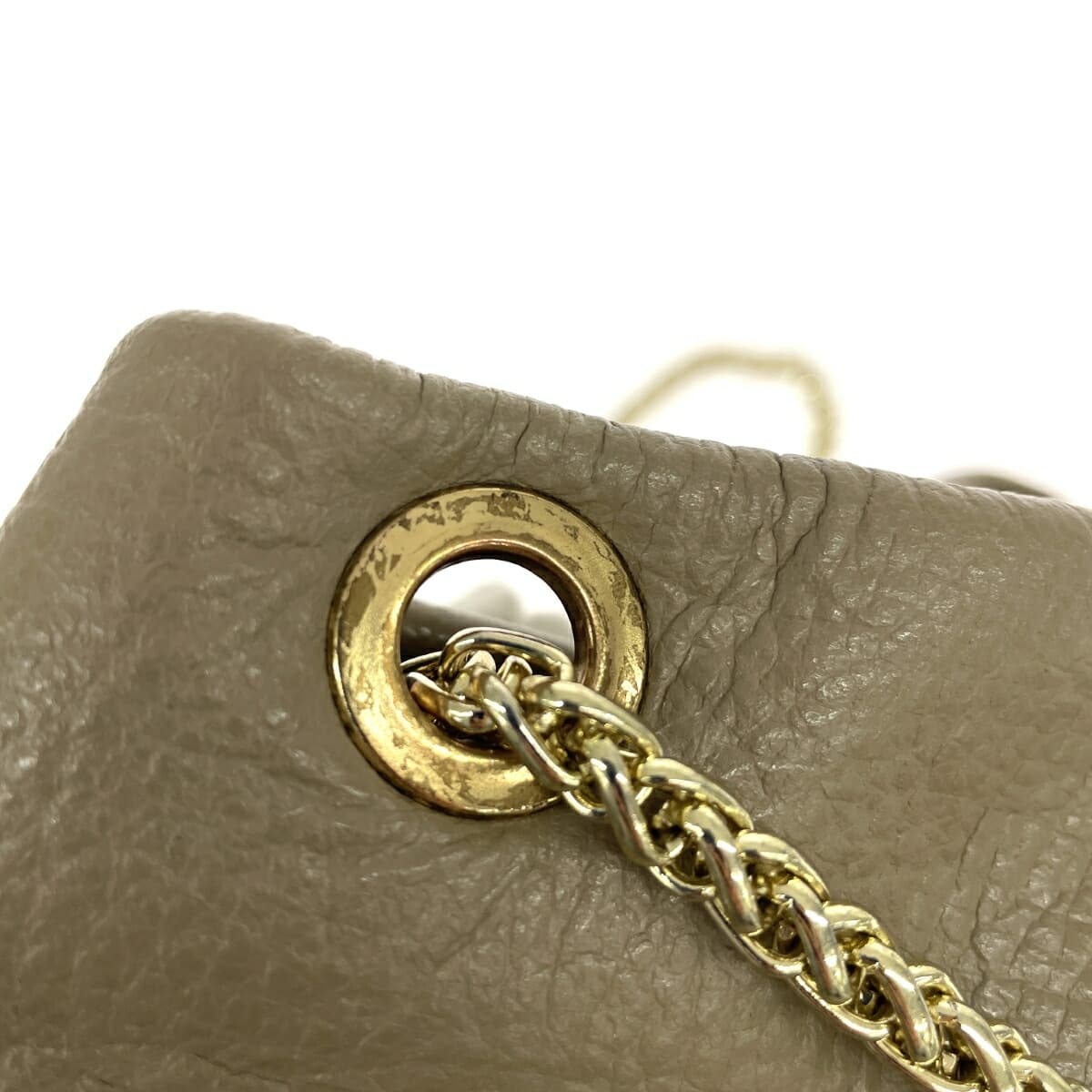 MARLON FIRENZE Marlon Firenze Chain Shoulder Bag Drawstring Studs Leather Beige Ladies 9