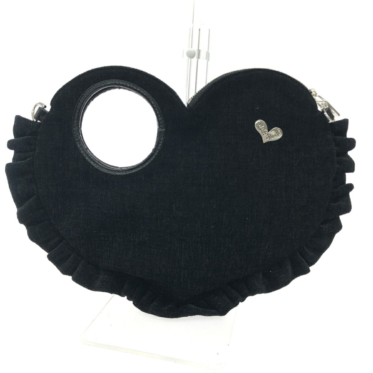 Think Bee With Bee Large Bag in Good Condition, Heart/Frill/Pile Fabric, Black, Ladies 2