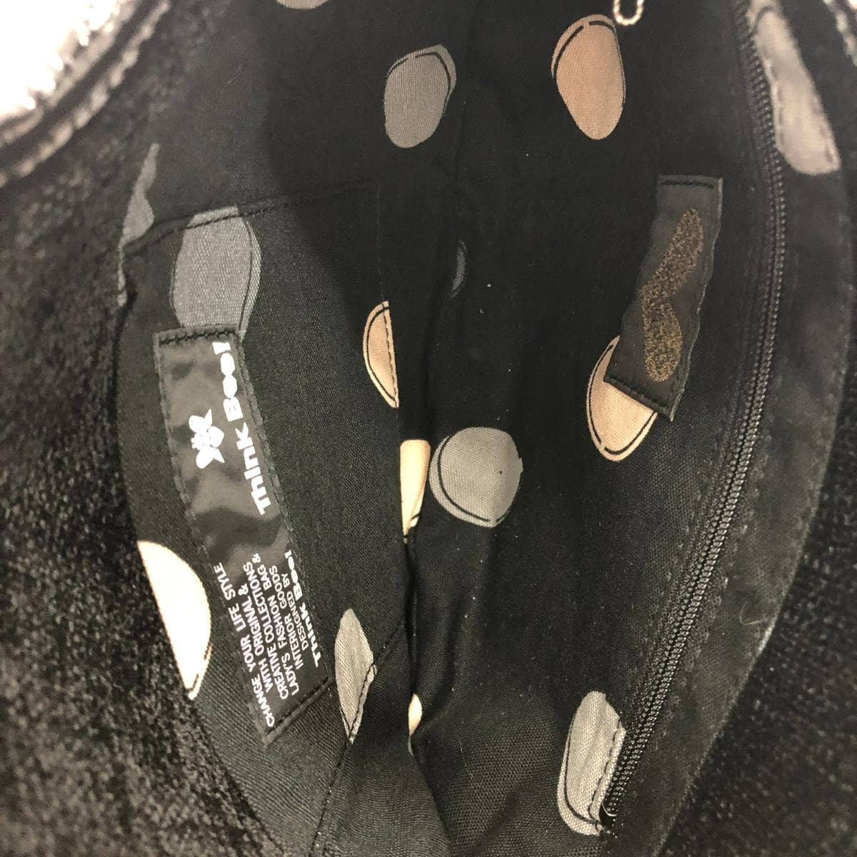 Think Bee With Bee Large Bag in Good Condition, Heart/Frill/Pile Fabric, Black, Ladies 5