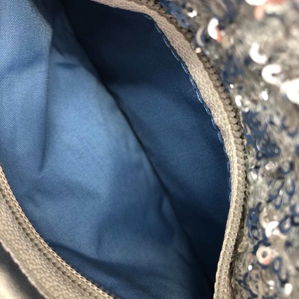 LeSportsac 2WAY CHAIN MINI BAG in good condition, sequins/cosmic silver, silver color for ladies 5