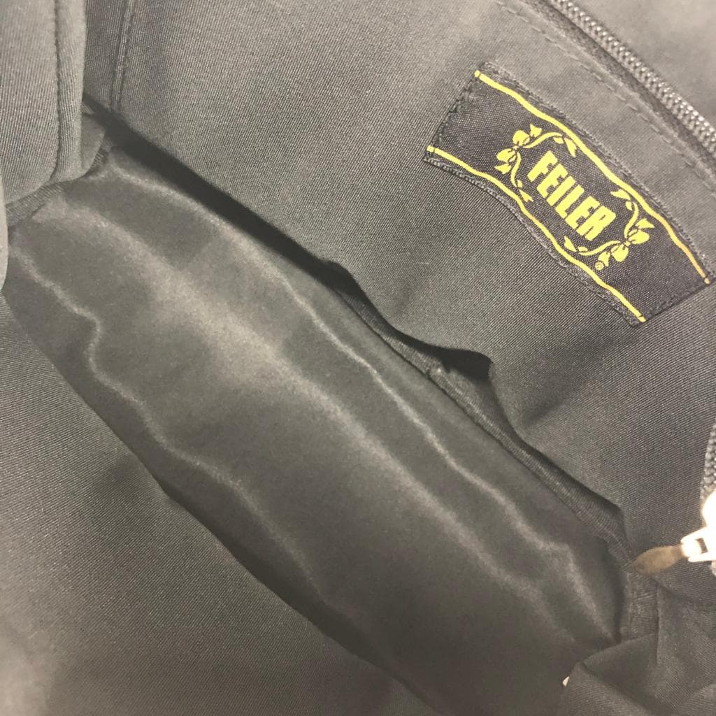 FEILER Handbag Floral Pattern / Chenille Weave Black Ladies 4