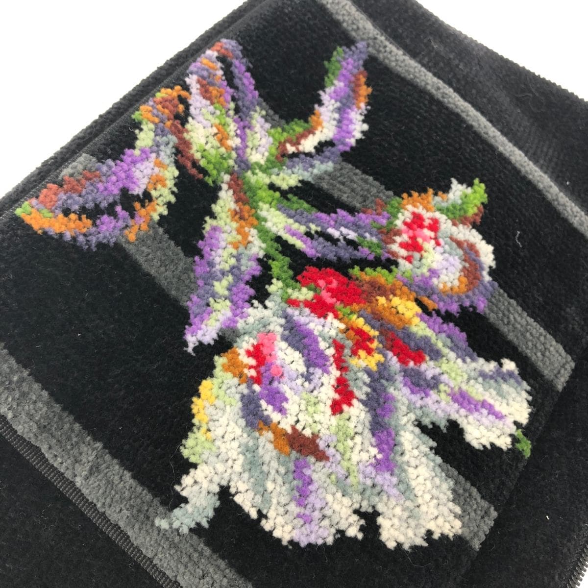 FEILER Handbag Floral Pattern / Chenille Weave Black Ladies 7