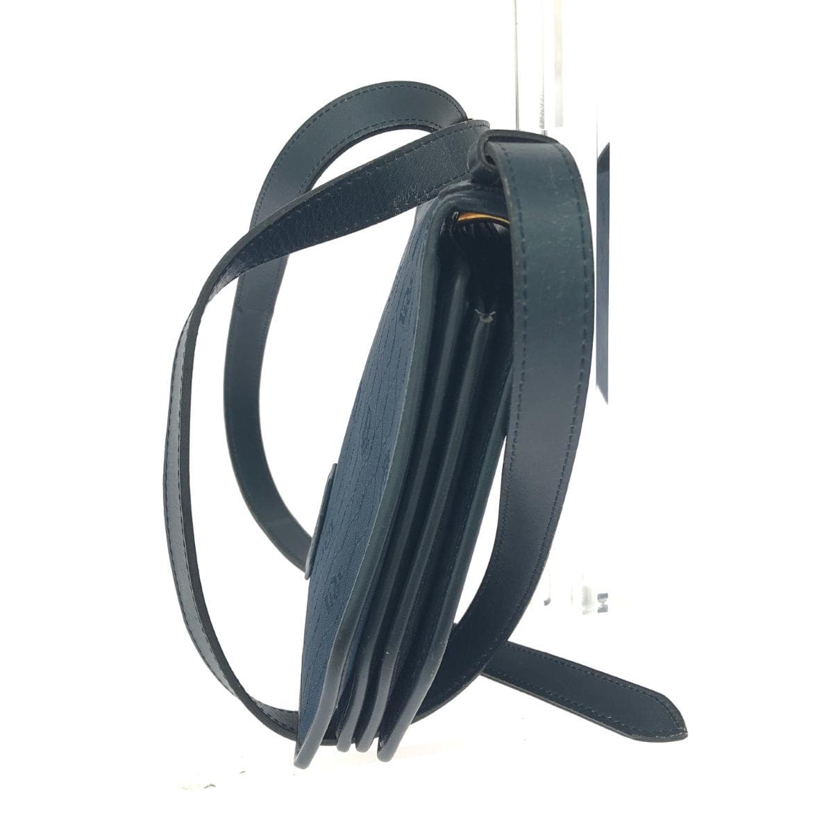 Christian Dior One Shoulder Bag Honeycomb Pattern/Push Lock/Canvas Nylon Navy Ladies 2