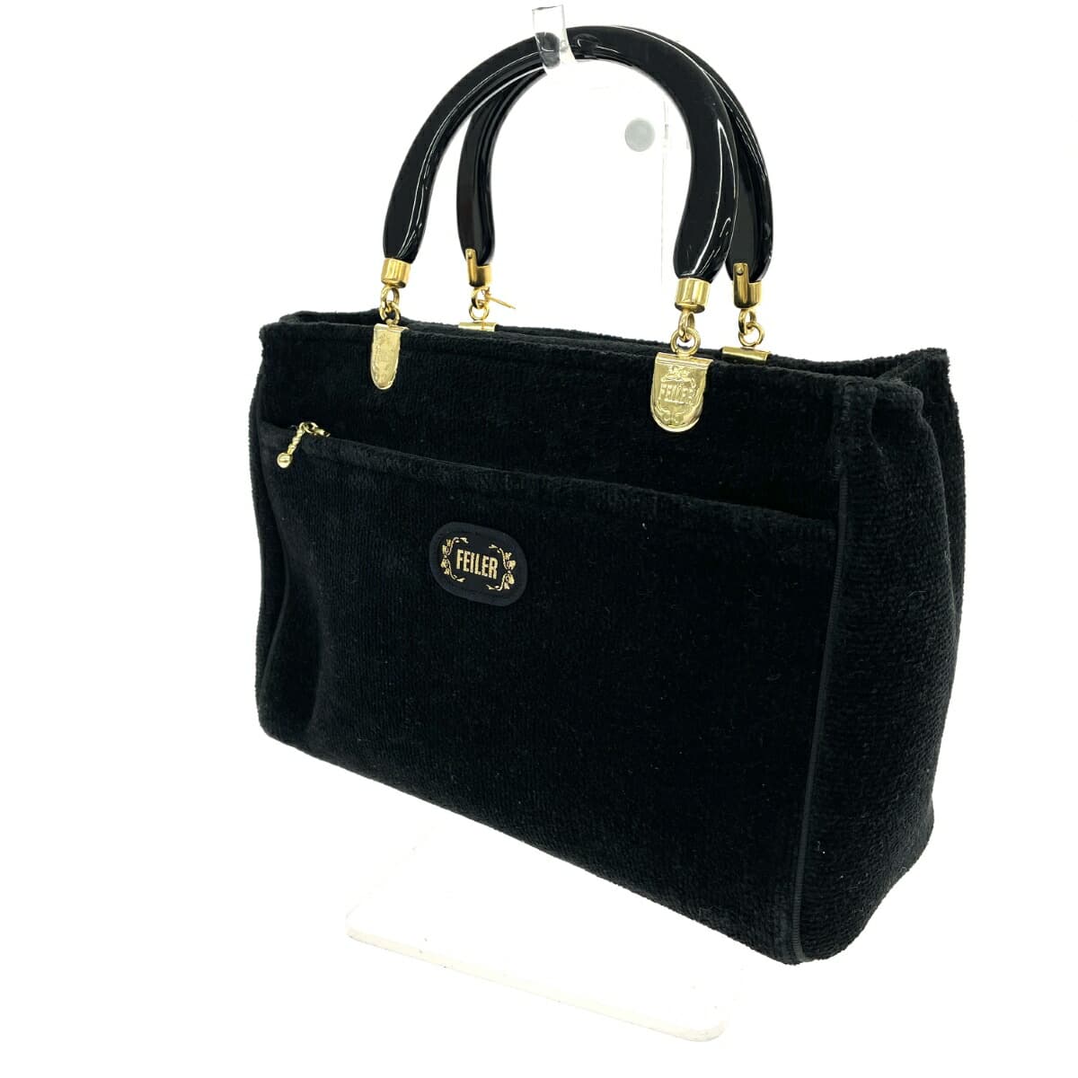 FEILER Handbag Prague Handle Poppies Chenille Weave Black Ladies 3