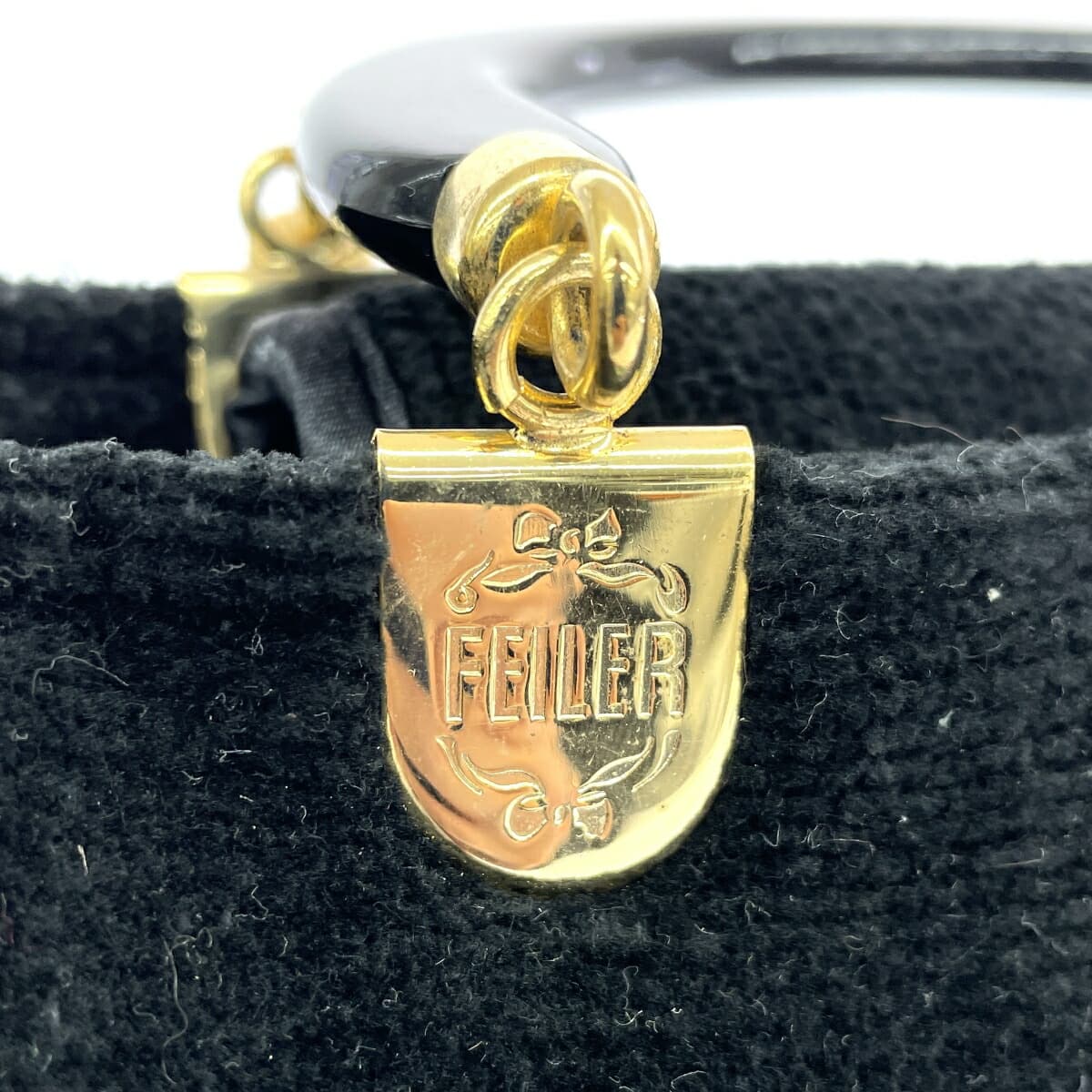 FEILER Handbag Prague Handle Poppies Chenille Weave Black Ladies 8