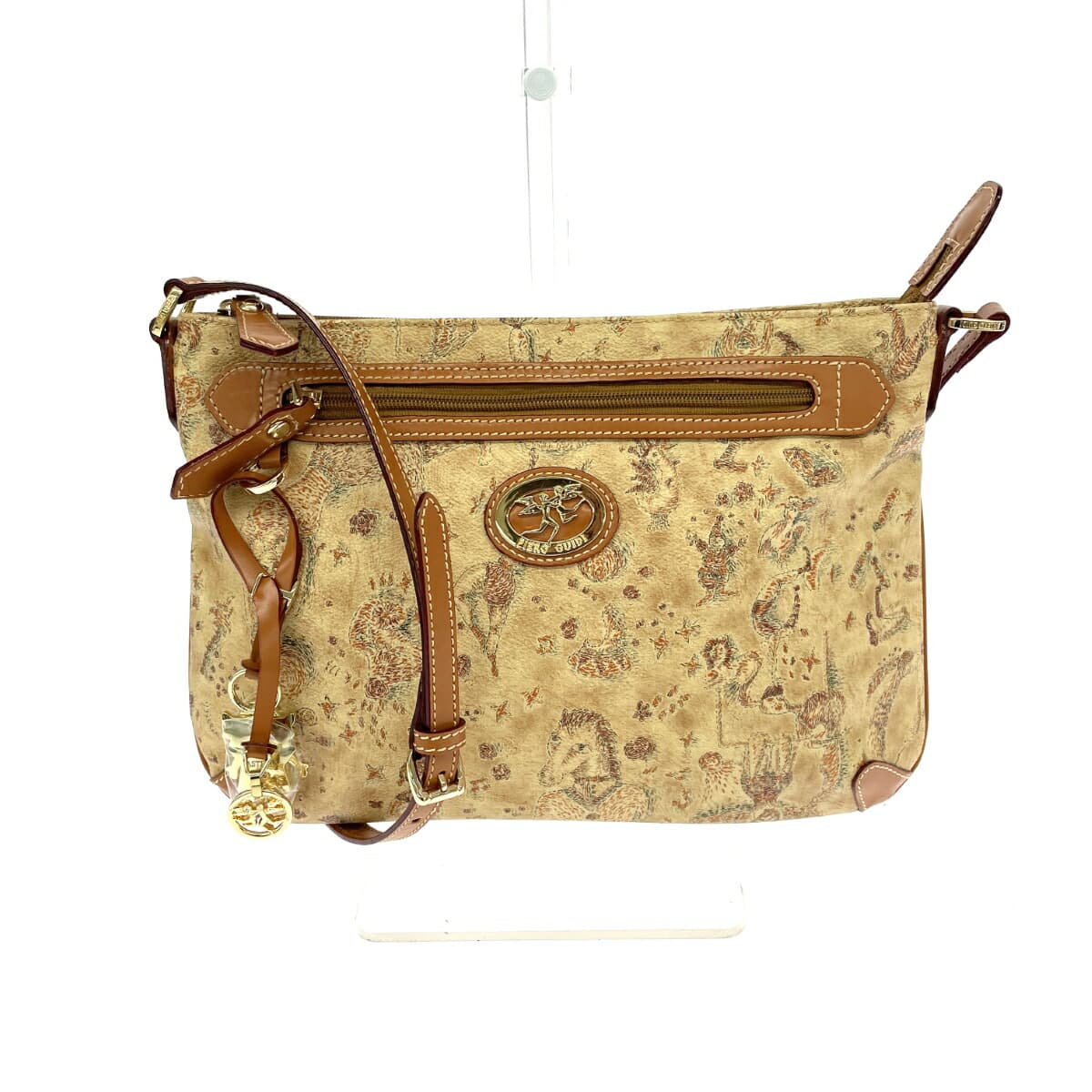 PIERO GUIDI Piero Guidi Shoulder Bag Like New Magic Circus PVC Beige Women's