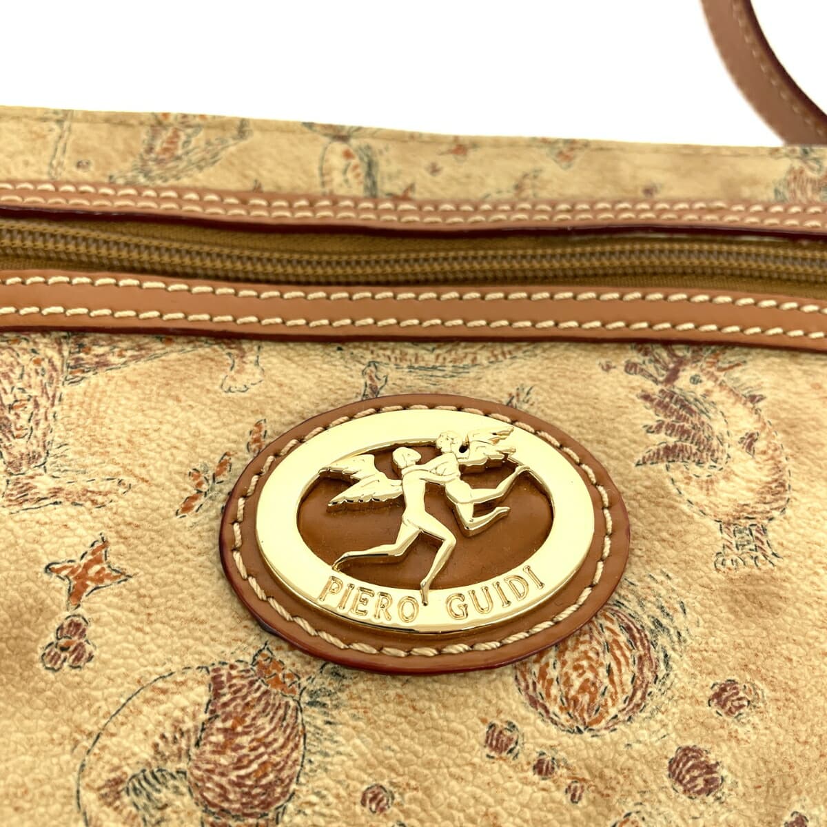 PIERO GUIDI Piero Guidi Shoulder Bag Like New Magic Circus PVC Beige Women's 5