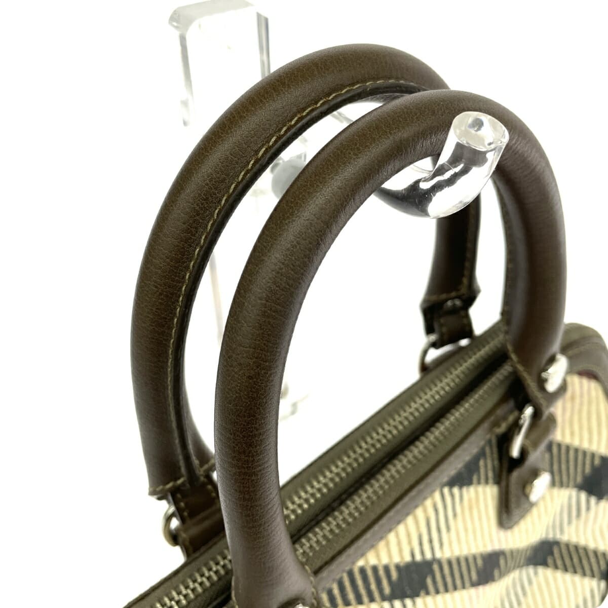 DAKS LONDON Handbag House Check Pattern Canvas Beige Women's 4