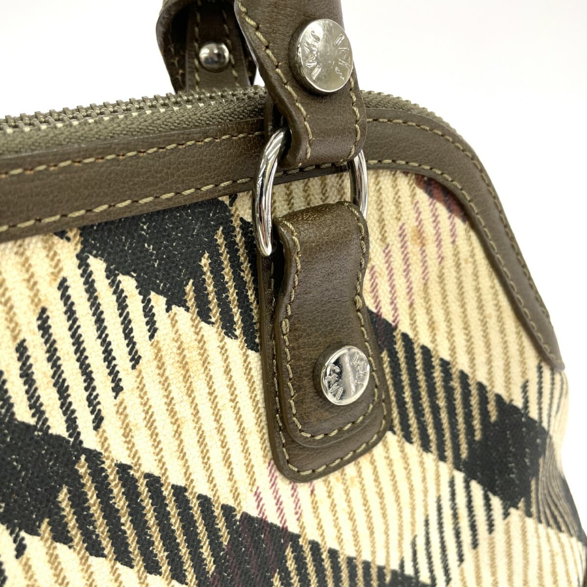 DAKS LONDON Handbag House Check Pattern Canvas Beige Women's 9