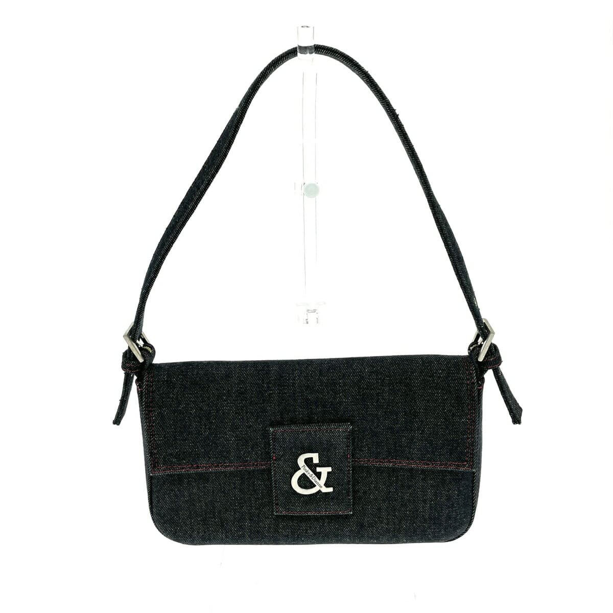 Pinky&Dianne One Shoulder Bag Good Condition & Logo Hardware Denim Black Ladies