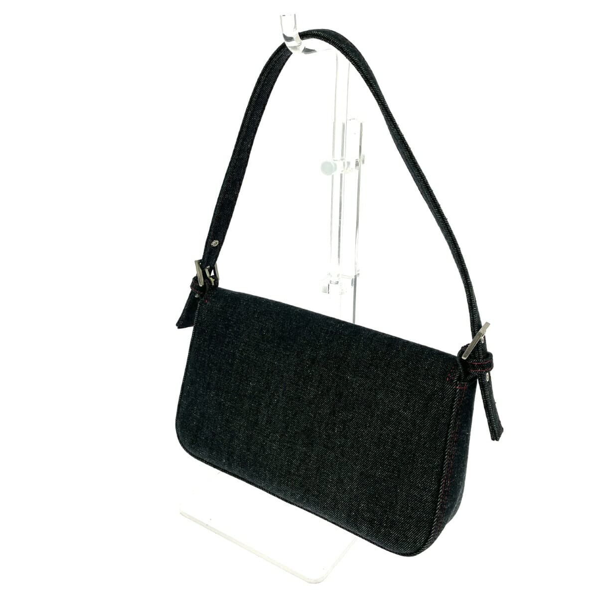 Pinky&Dianne One Shoulder Bag Good Condition & Logo Hardware Denim Black Ladies 3