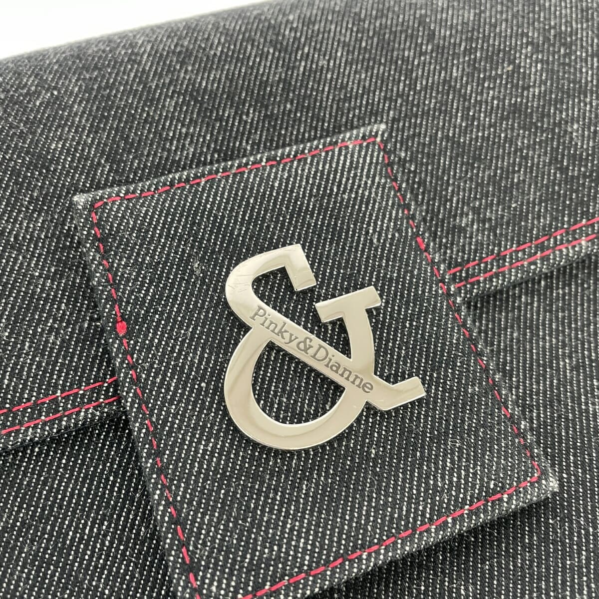 Pinky&Dianne One Shoulder Bag Good Condition & Logo Hardware Denim Black Ladies 6