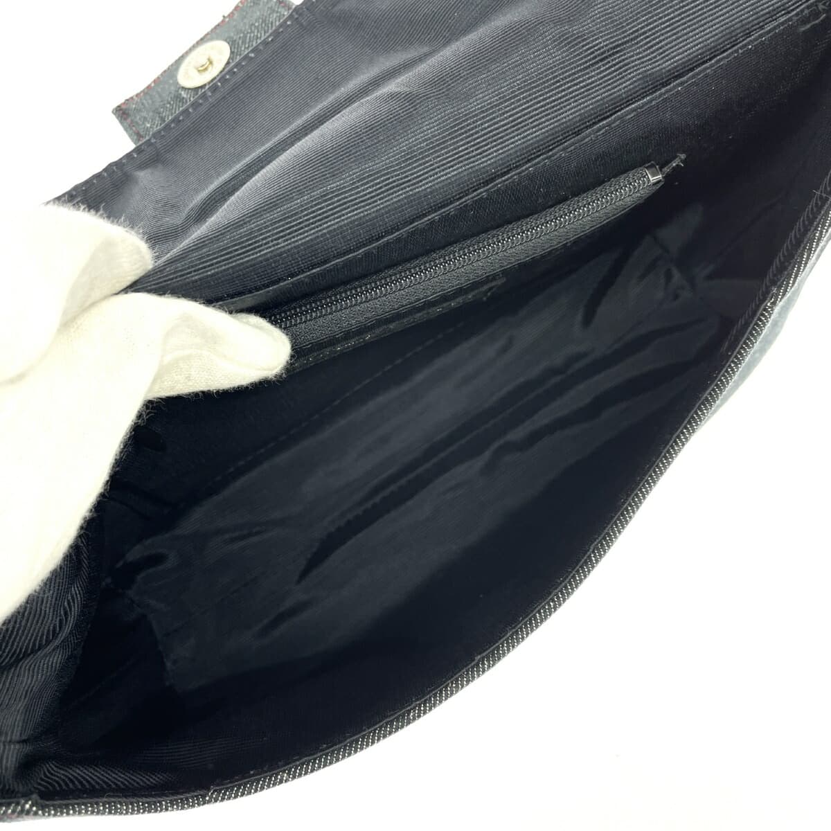 Pinky&Dianne One Shoulder Bag Good Condition & Logo Hardware Denim Black Ladies 7