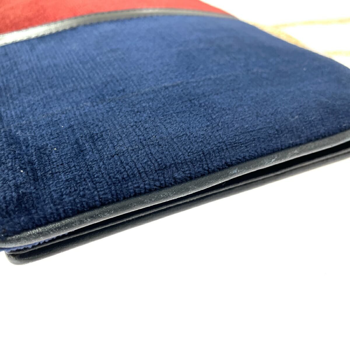 ROBERTA DI CAMERINO Chain Clutch Bag R Logo Velvet Vintage Navy Ladies 9