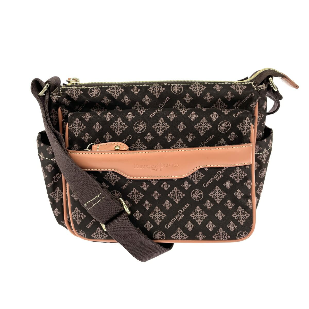 CHRISTIAN OLIVIER Shoulder Bag Monogram Nylon Chocolate Brown Ladies
