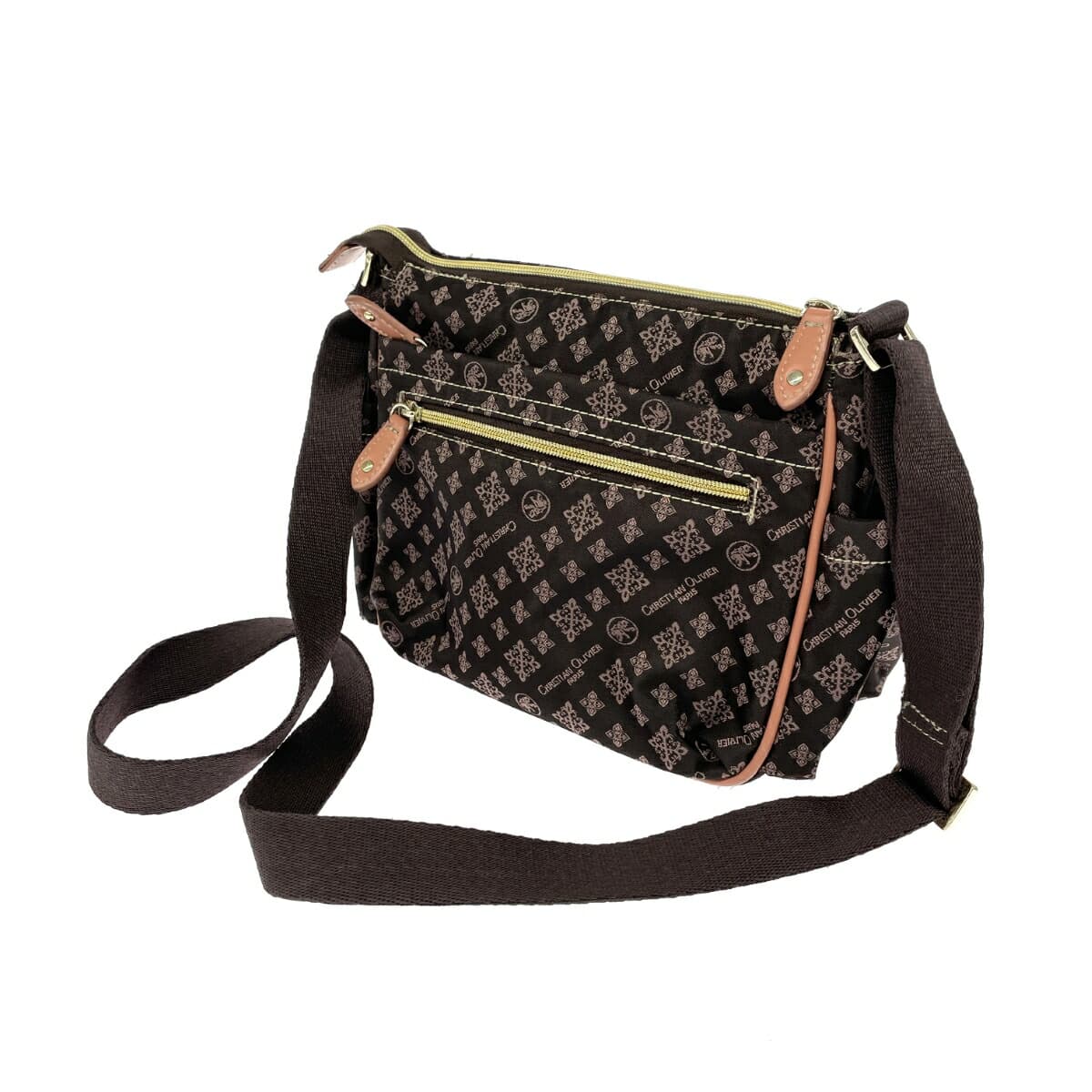 CHRISTIAN OLIVIER Shoulder Bag Monogram Nylon Chocolate Brown Ladies 3