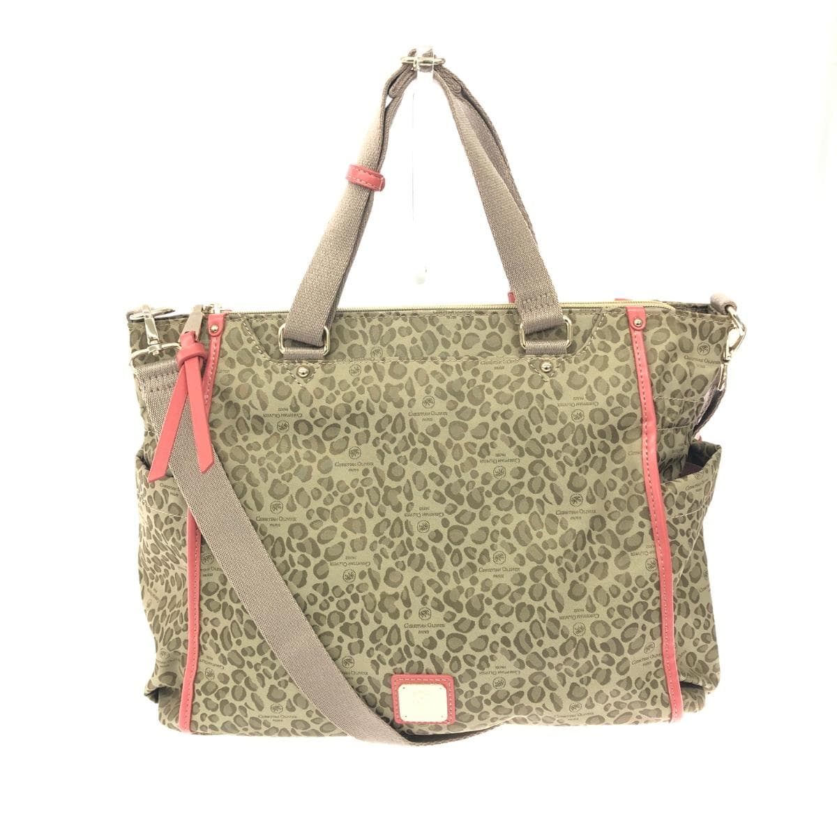 CHRISTIAN OLIVIER 2WAY Tote Bag Good Condition Leopard Nylon Beige Women's