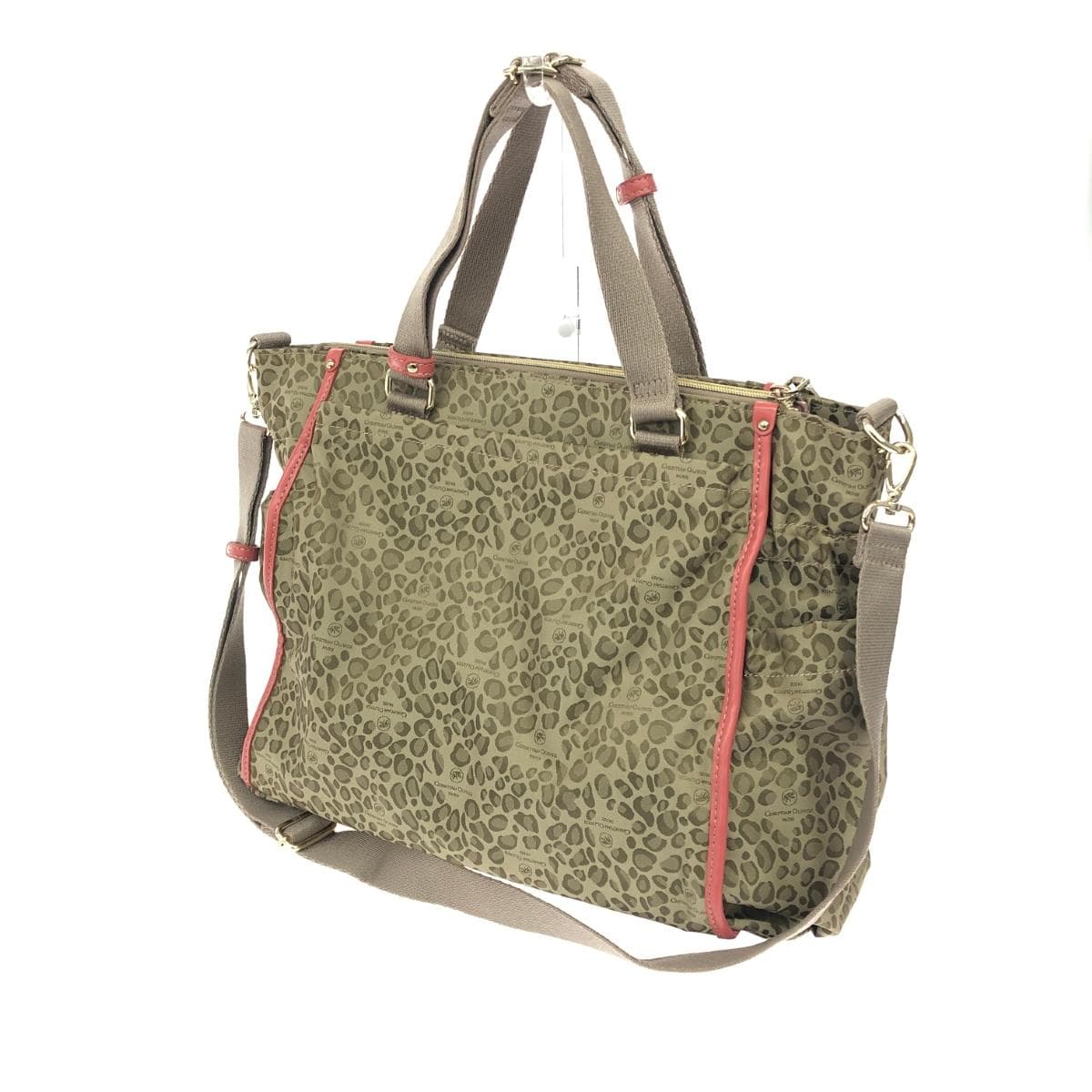 CHRISTIAN OLIVIER 2WAY Tote Bag Good Condition Leopard Nylon Beige Women's 3