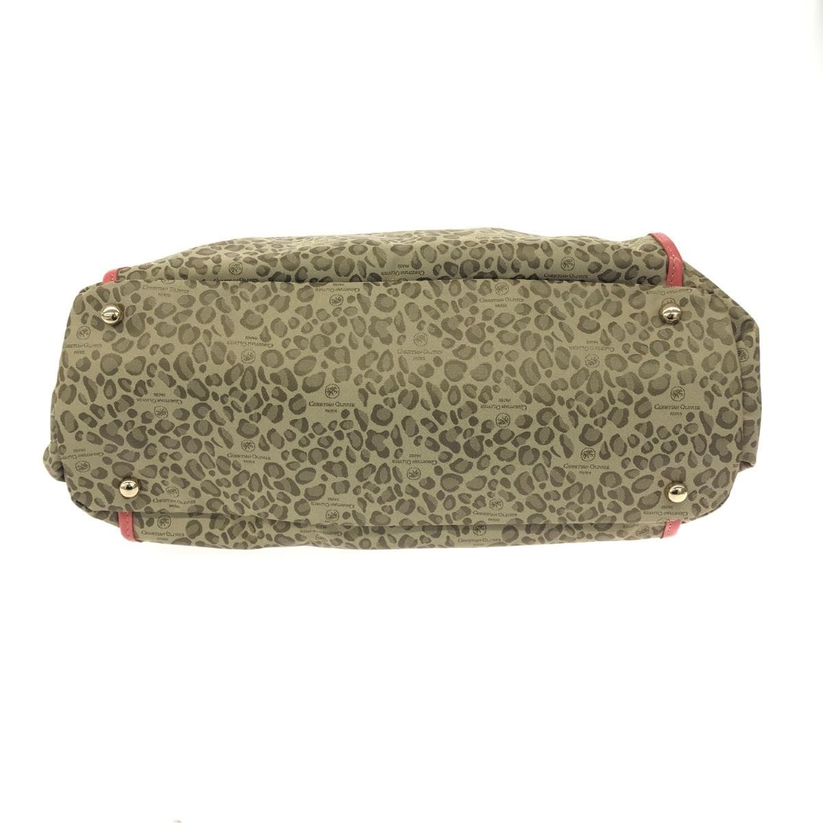 CHRISTIAN OLIVIER 2WAY Tote Bag Good Condition Leopard Nylon Beige Women's 5