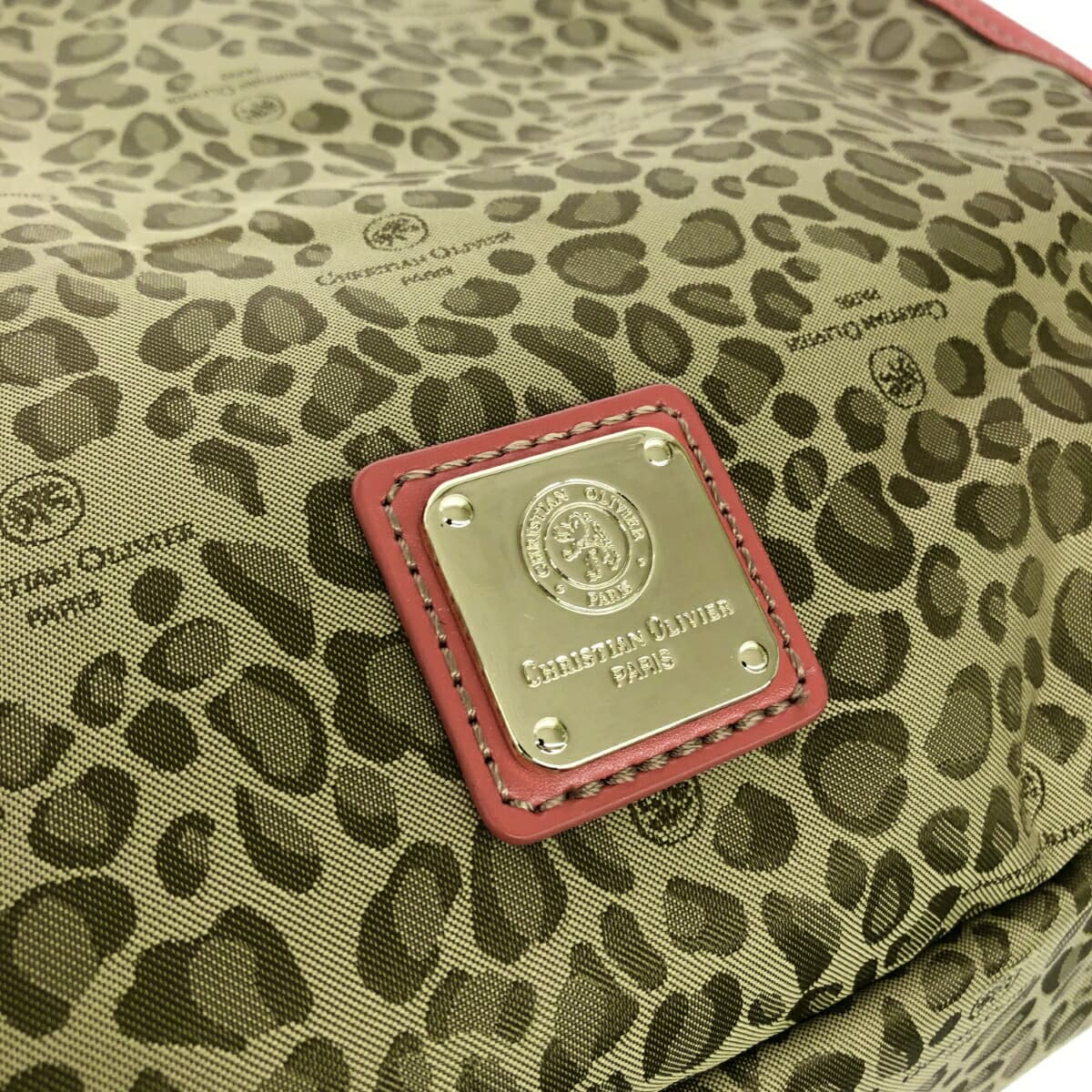 CHRISTIAN OLIVIER 2WAY Tote Bag Good Condition Leopard Nylon Beige Women's 6