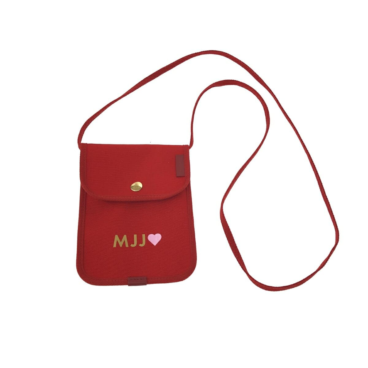 L/UNIFORM Reuniform Mini Shoulder Bag/Pochette Like New MJJ Logo/Heart/Canvas Red Ladies