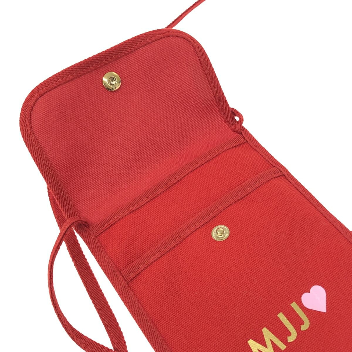 L/UNIFORM Reuniform Mini Shoulder Bag/Pochette Like New MJJ Logo/Heart/Canvas Red Ladies 4
