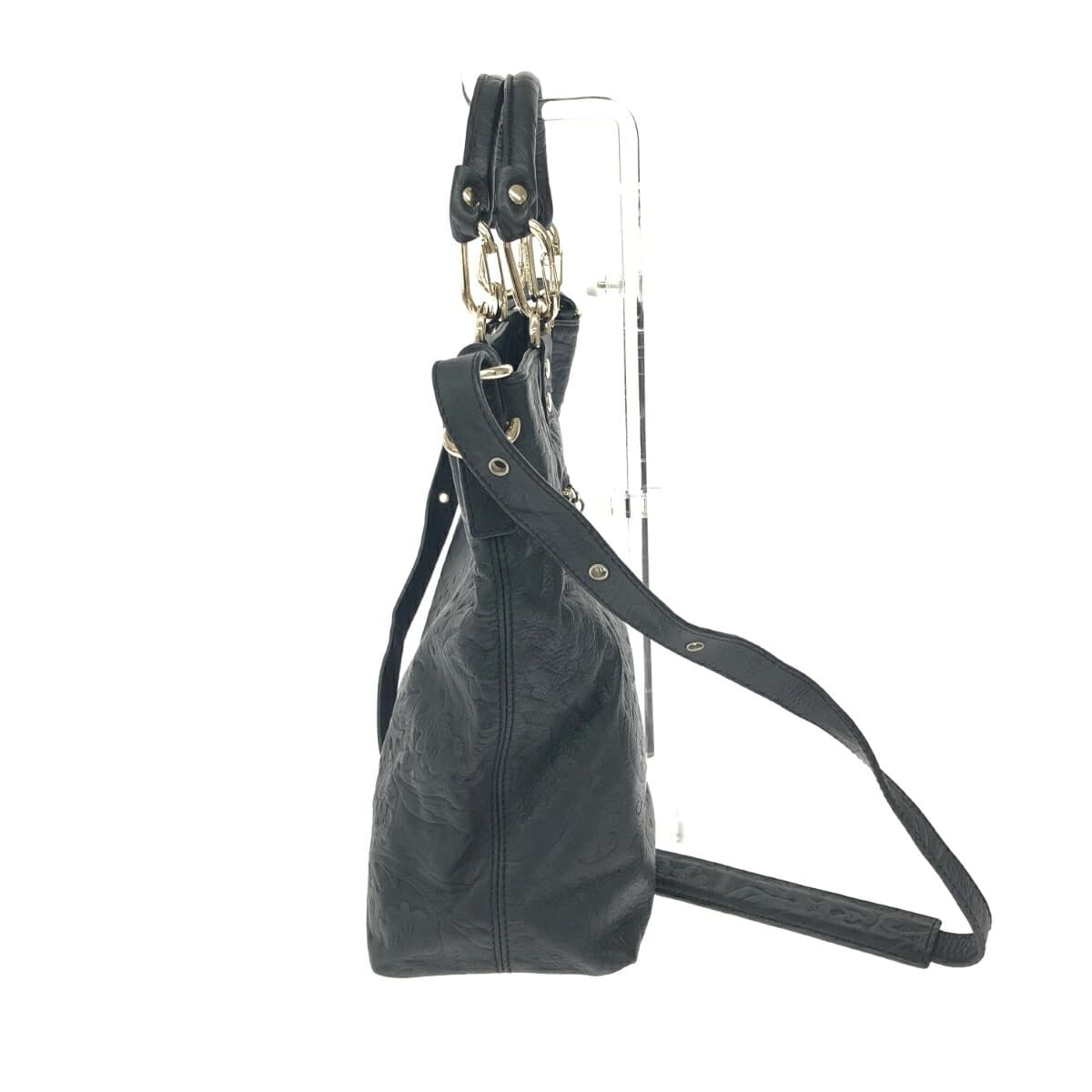 PLINIO VISONA 2WAY Bag - Embossed/Leather - Black - Women's 2