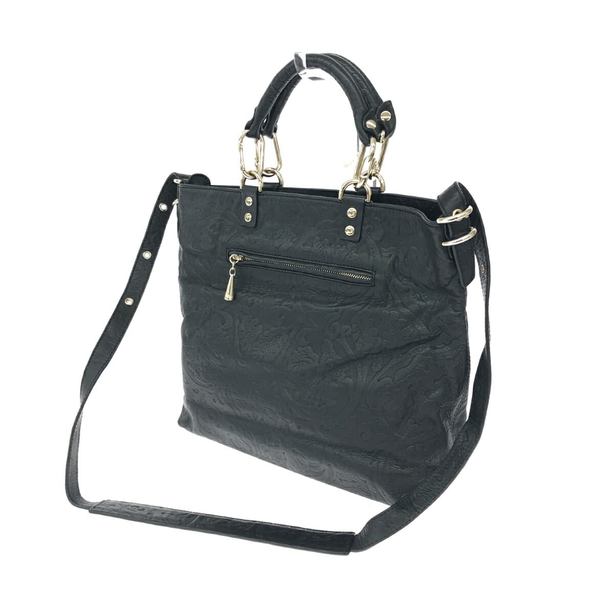 PLINIO VISONA 2WAY Bag - Embossed/Leather - Black - Women's 3
