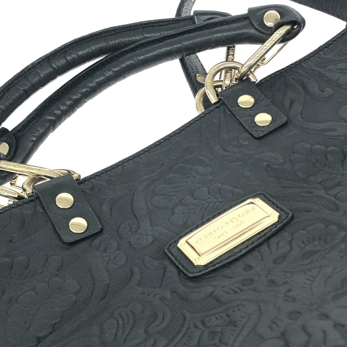 PLINIO VISONA 2WAY Bag - Embossed/Leather - Black - Women's 5