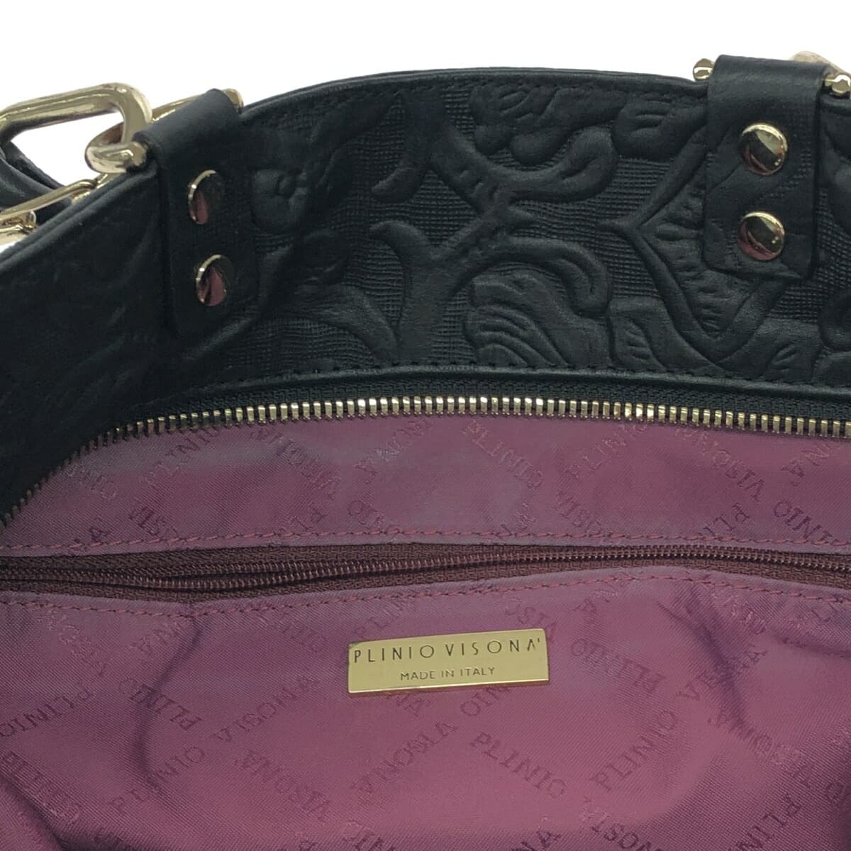 PLINIO VISONA 2WAY Bag - Embossed/Leather - Black - Women's 7