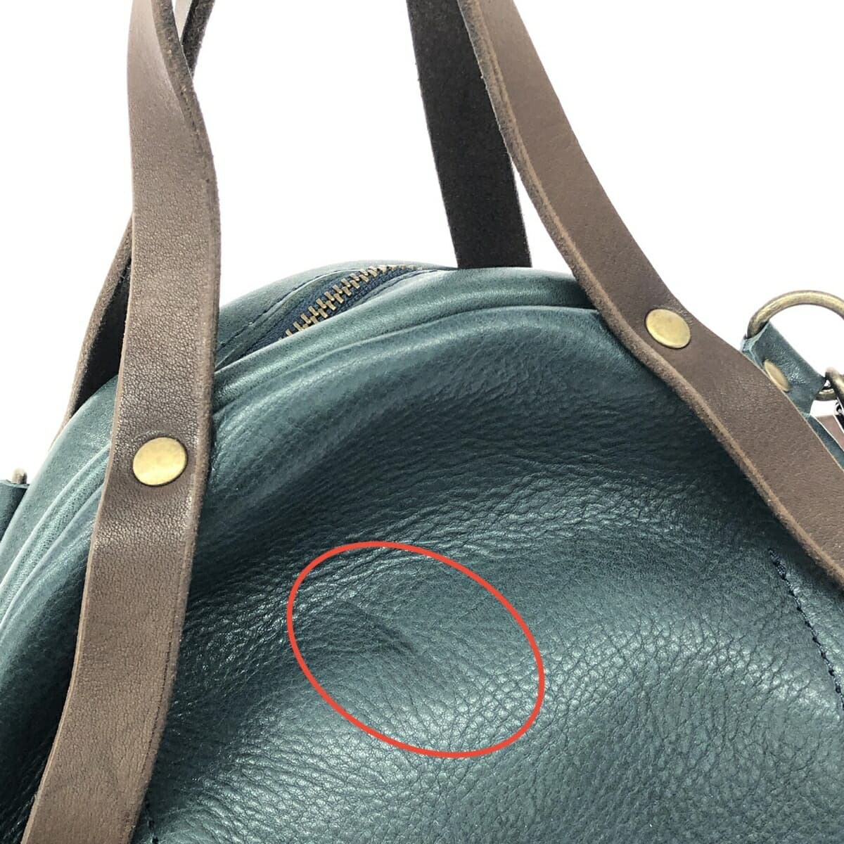 ORZO Orzo Orzo/2WAY Handbag Round Shape/Japanese Leather Market/Oil Leather/Dark Green Green Unisex 6