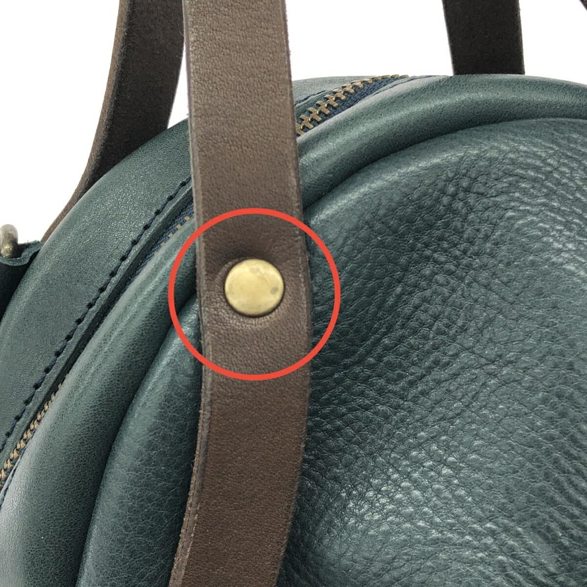 ORZO Orzo Orzo/2WAY Handbag Round Shape/Japanese Leather Market/Oil Leather/Dark Green Green Unisex 7