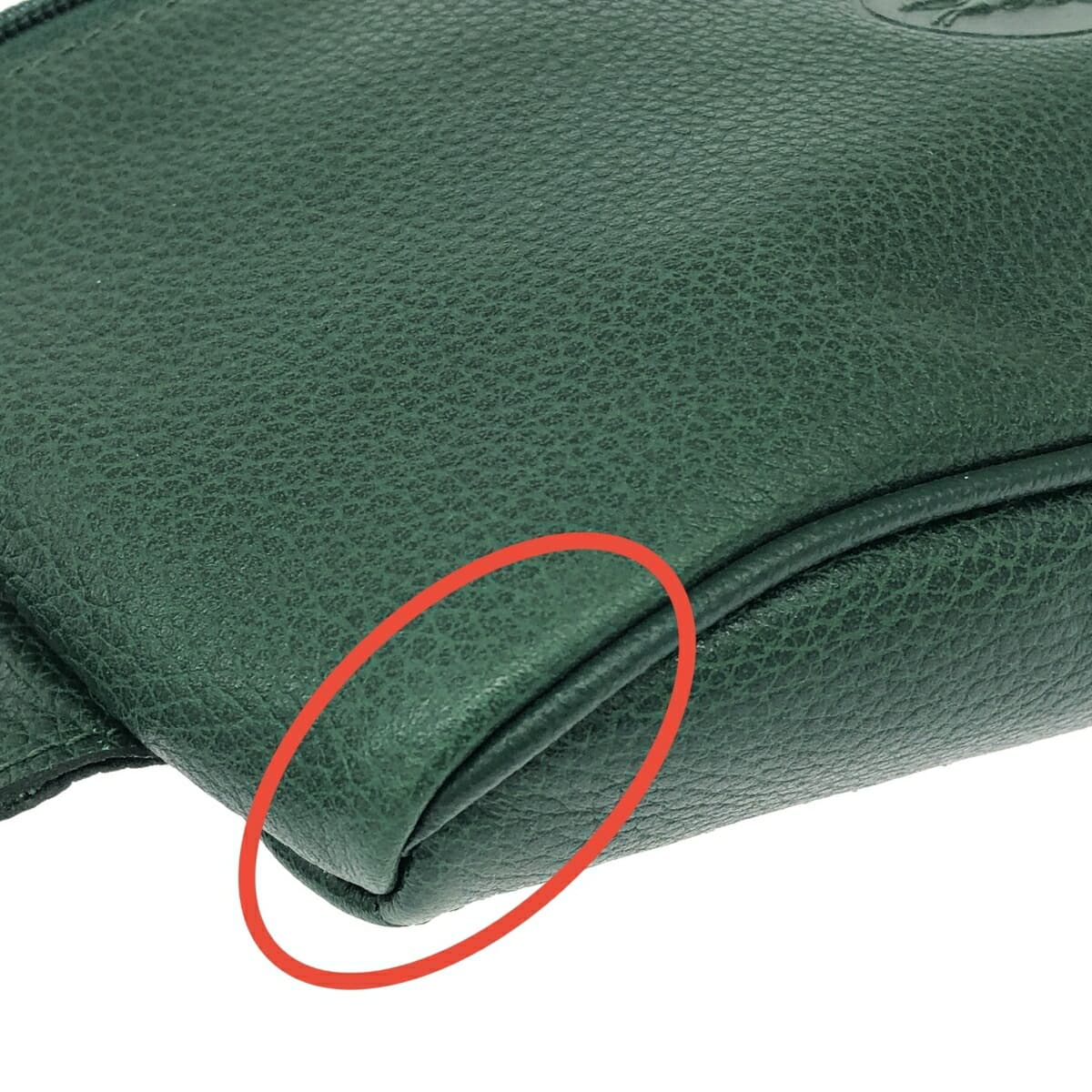 LONGCHAMP Longchamp Mini Waist Pouch Good Condition Leather Green Women's 6