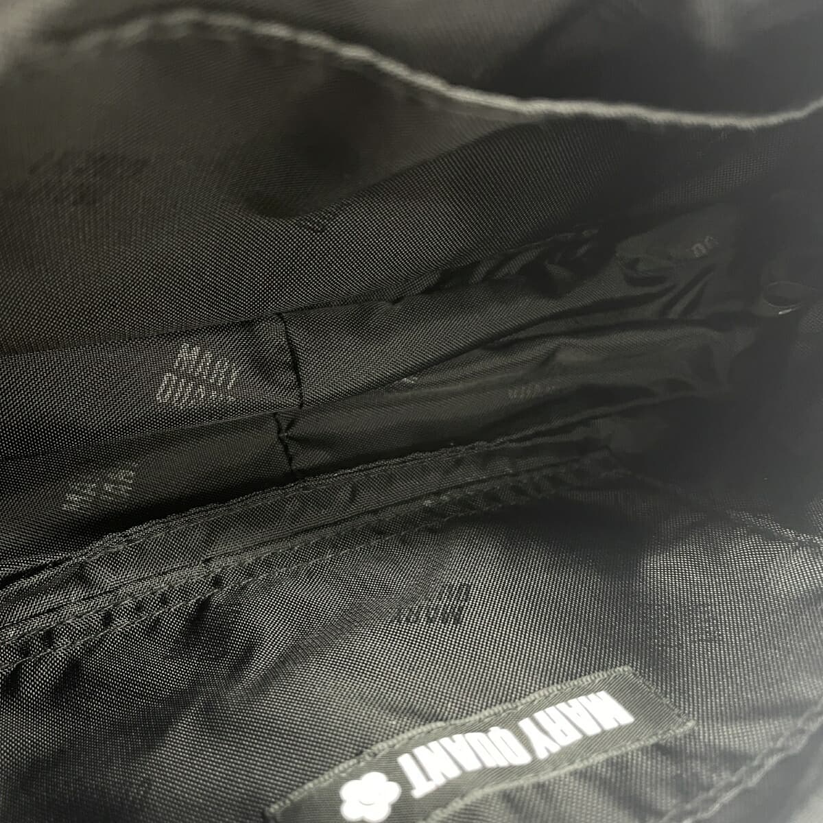 MARY QUANT Shoulder Bag Matte Satin Quilted Daisy/Nylon Black Ladies 4