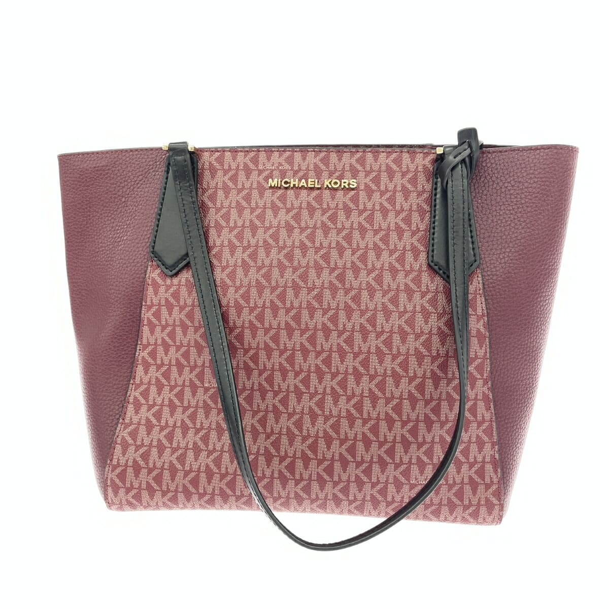 MICHAEL KORS Tote Bag Good Condition MK Monogram/PVC/Bordeaux Red Ladies