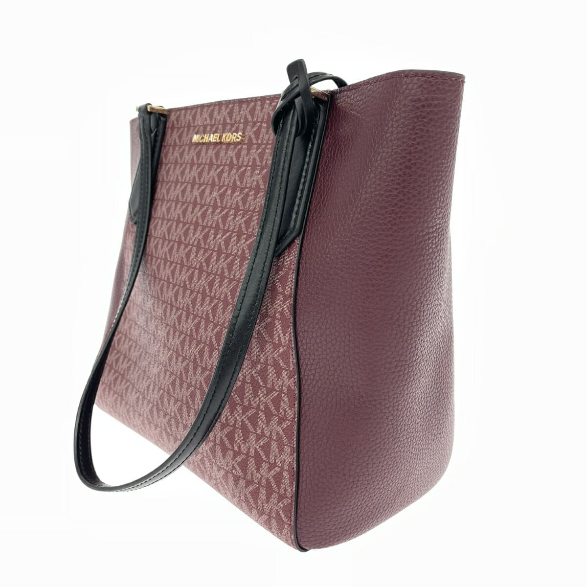 MICHAEL KORS Tote Bag Good Condition MK Monogram/PVC/Bordeaux Red Ladies 3