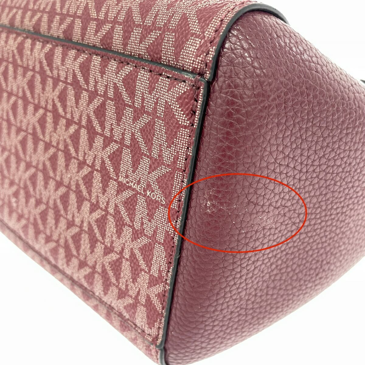 MICHAEL KORS Tote Bag Good Condition MK Monogram/PVC/Bordeaux Red Ladies 7