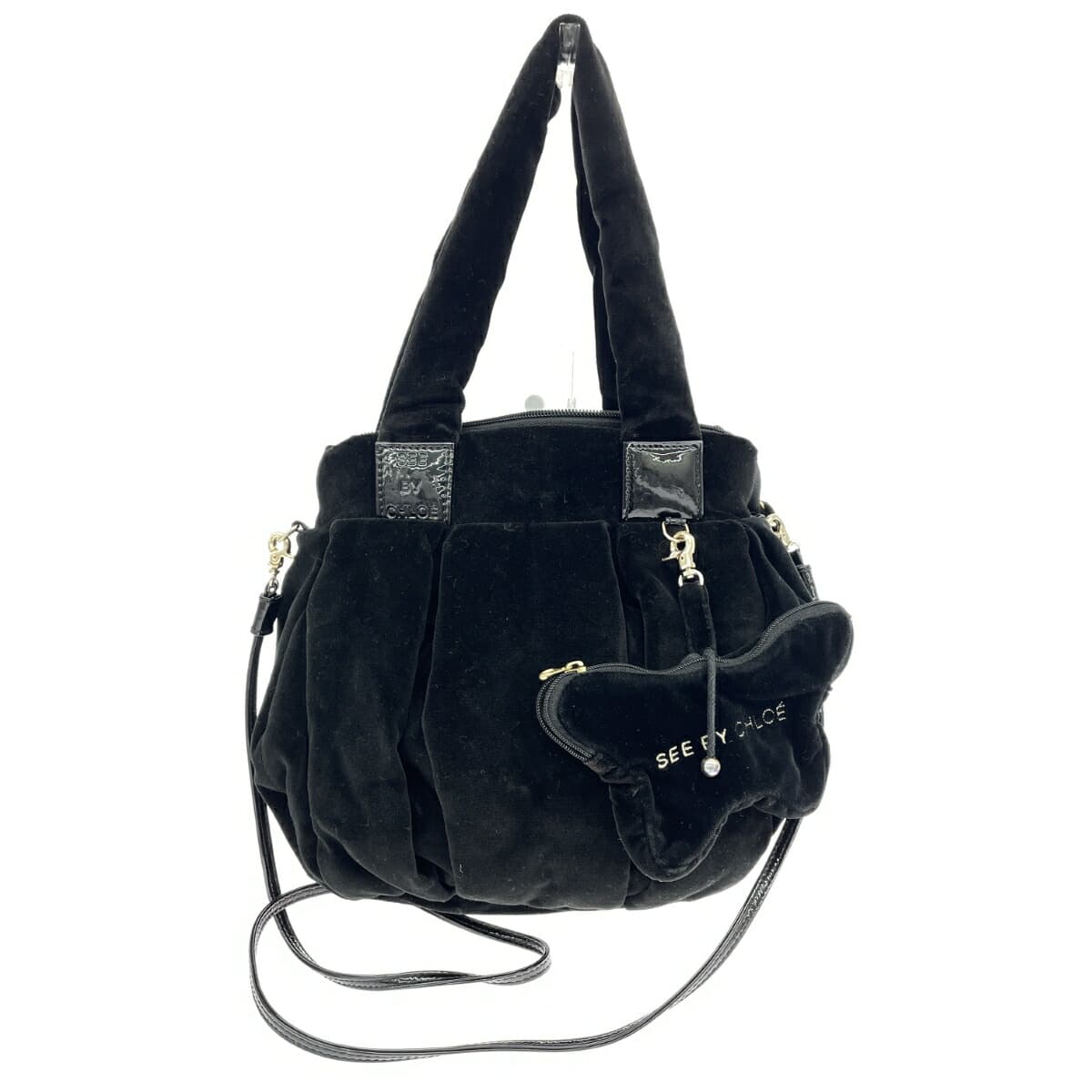 SEE BY CHLOE 2WAY Bag Good Condition Velvet Black Ladies