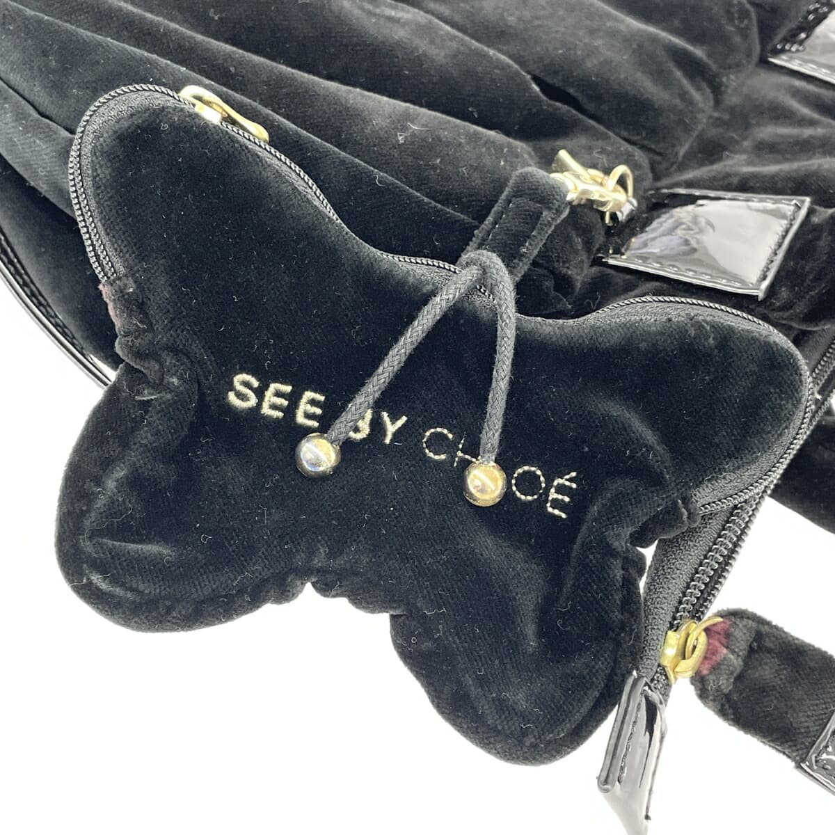 SEE BY CHLOE 2WAY Bag Good Condition Velvet Black Ladies 6