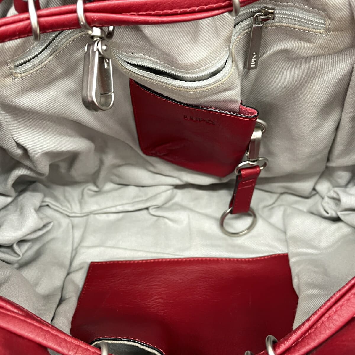 LUPO Tote Bag Leather Red Women's 4