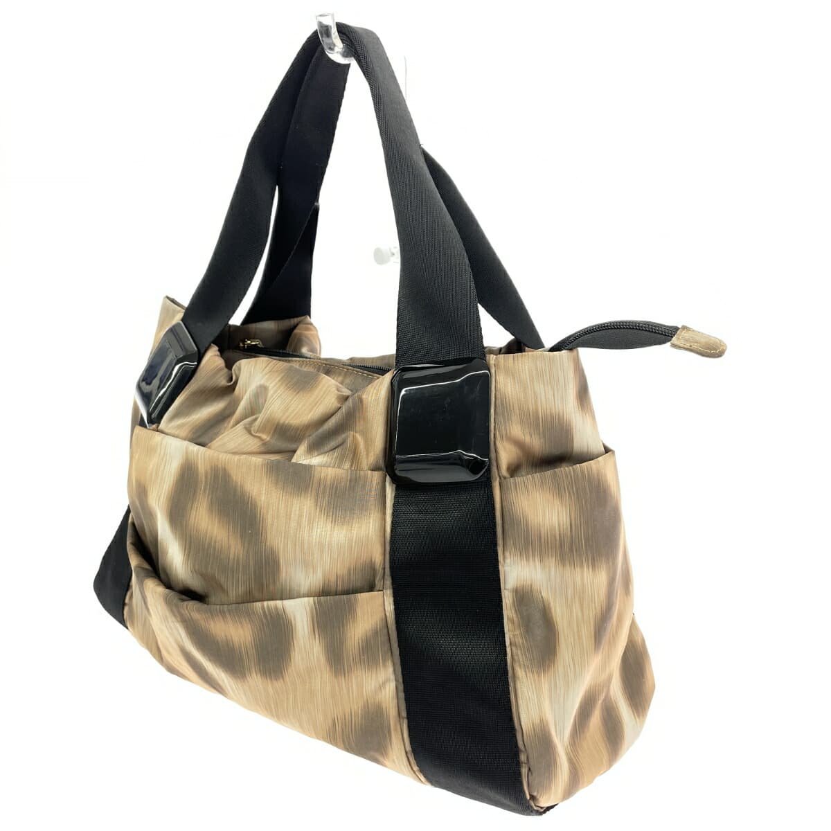 Papillonner Papilone Tote Bag Good Condition Leopard Pattern/Nylon Brown Women's 3