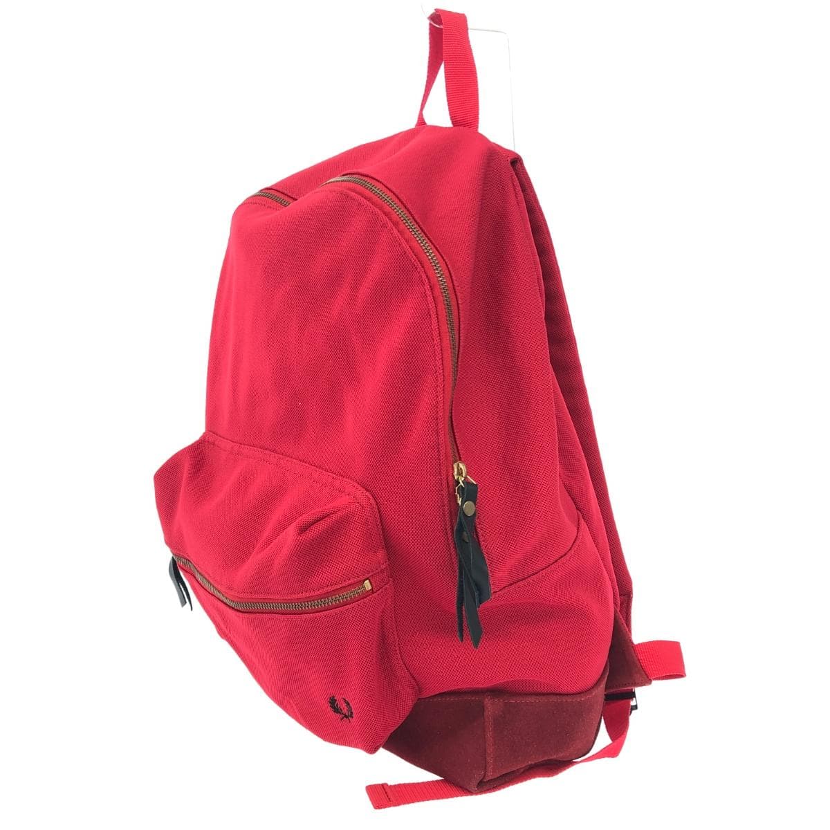 FRED PERRY Backpack Logo Embroidery / Suede Combination Red Unisex 3
